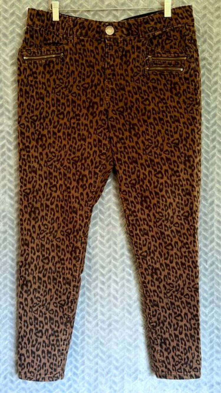 Democracy "Ab Solution" Comfort Stretch Leopard Print Jeans Size 14 Wild Print
